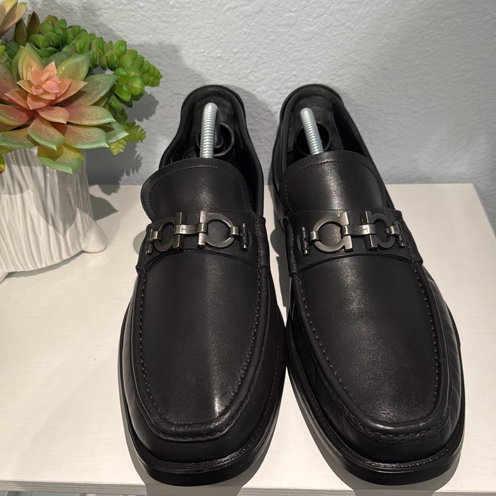 Salvatore Ferragamo Mens David Cancino Bit Loafers Shoes Black Leather Size 9.5 - Picture 2 of 15